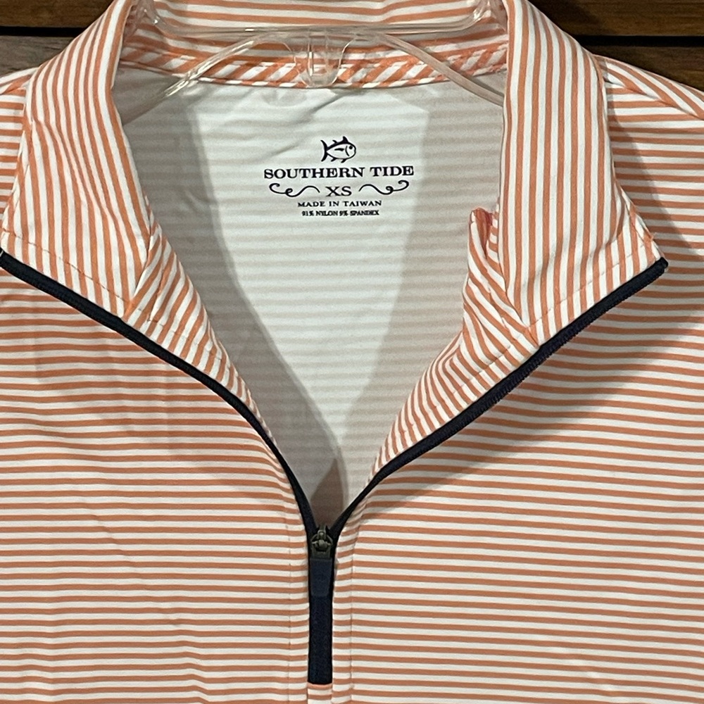 Southern Tide Coral & White Striped Quarter-Zip Dress - Picture 2 of 5